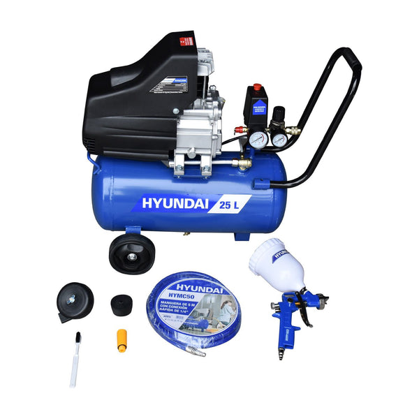 Compresor De Aire Eléctrico Hyundai 25 Litros 2.5 Hp C/manguera Y Pistola – HYAC25K