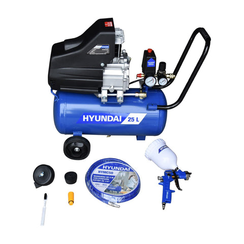 Compresor De Aire Eléctrico Hyundai 25 Litros 2.5 Hp C/manguera Y Pistola – HYAC25K