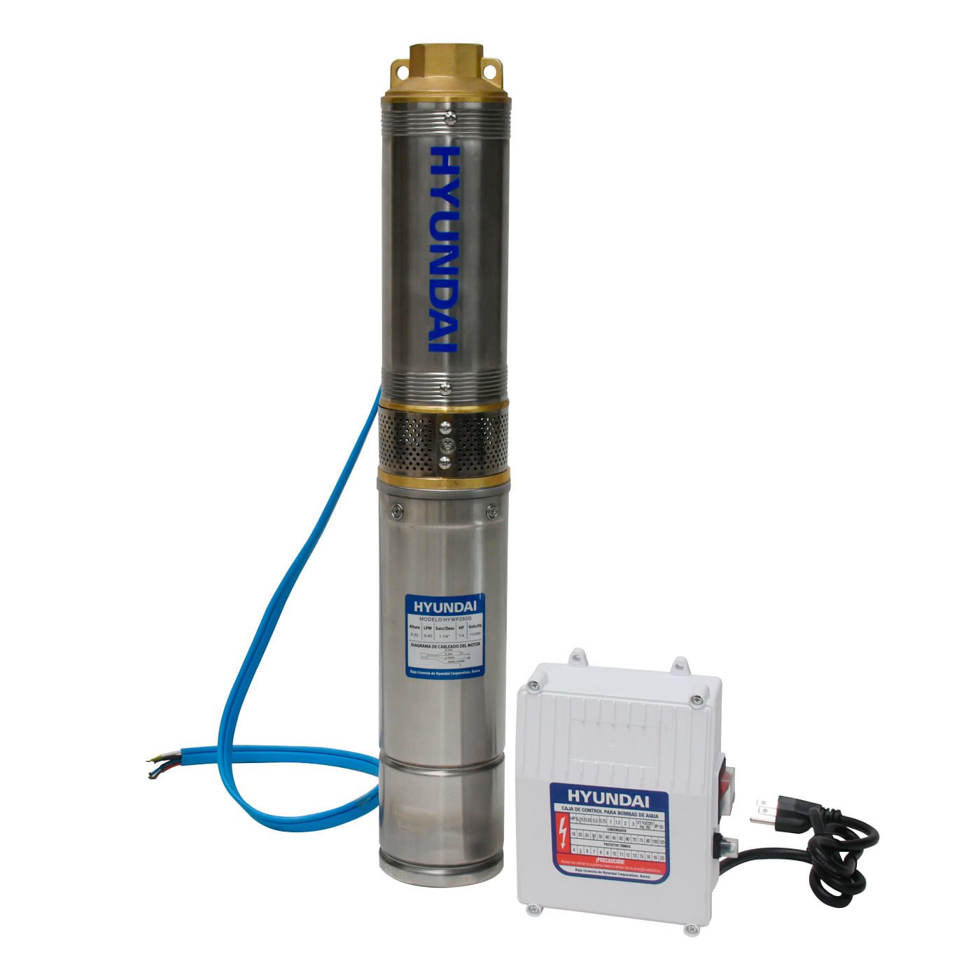 Bomba De Agua Hyundai 1/4 Hp Monofásica Pozo De 4″ Salida 1 1/4″ Noryl – HYWP250G